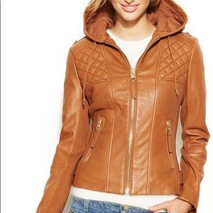 Michael Kors Tan Quilted Leather Jacket
